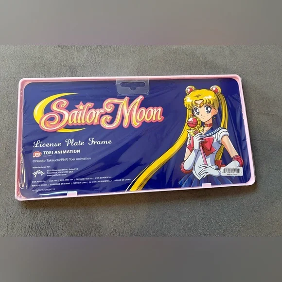Sailor Moon License Plate Frame Planetary Guardian Symbols Pink Icons - Picture 5 of 7